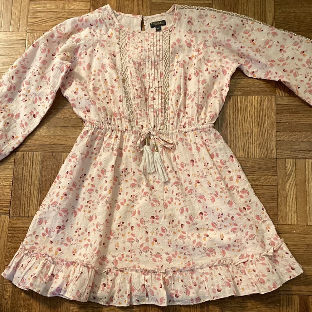 Velveteen Immi Dress with Swiss Dot, Beading and lattice work embellishment.